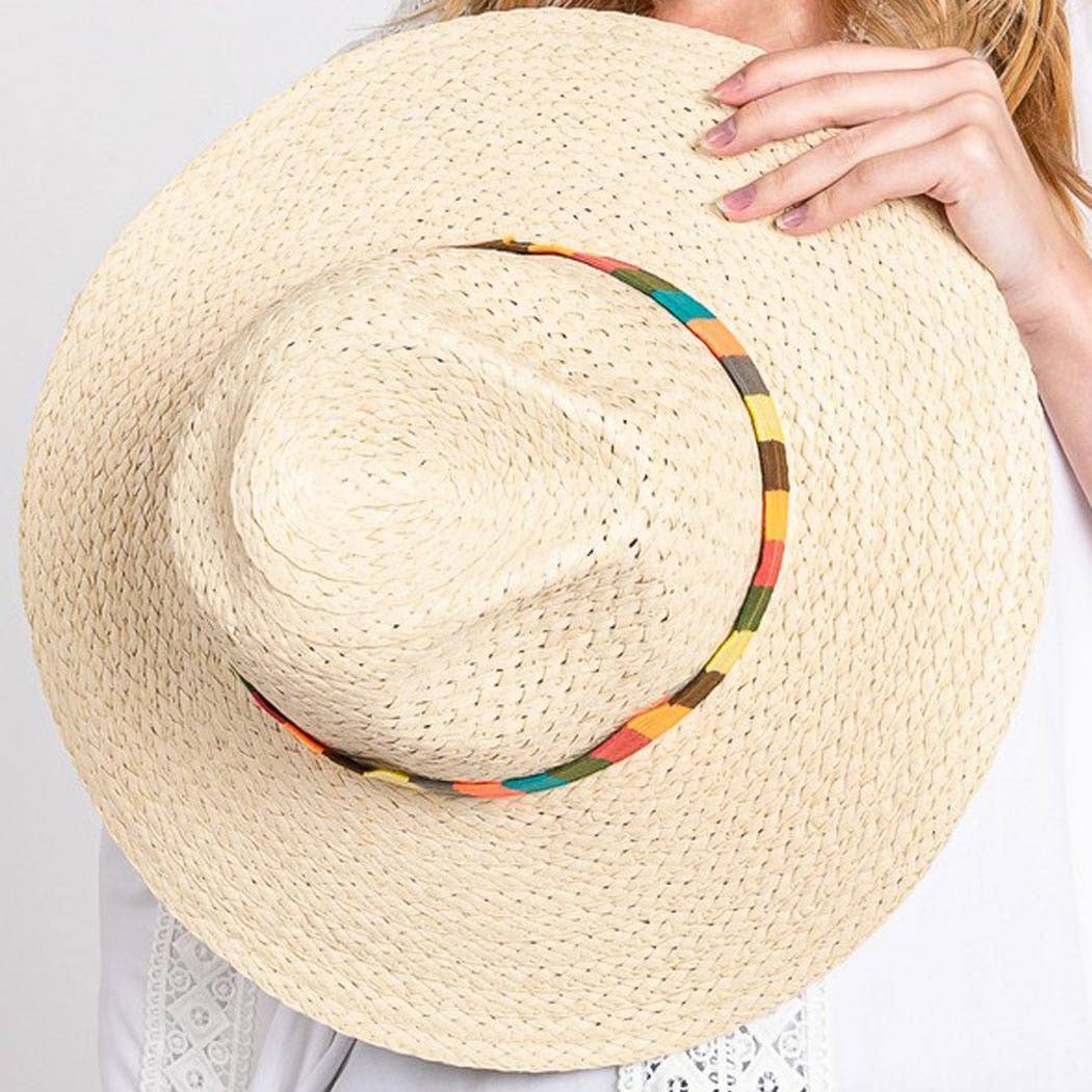 3AM BY H&D ACCESSORIES - MULTI COLOR STRIPE BAND STRAW HAT