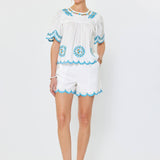 Current Air - Scalloped Hem Belted Shorts