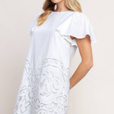 FLYING TOMATO - A solid woven eyelet dress - ID23507