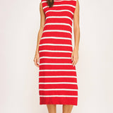 Strut & Bolt - Shoulder Pad Sleeveless Textured Striped Knit Dress