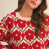 &MERCI - FUZZY TEXTURE FLORAL SWEATER MSW11198