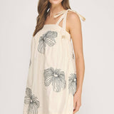 Strut & Bolt - Embroidered Tie Shoulder Sleeveless Mini Dress