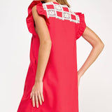 Strut & Bolt - Crochet Detail Linen Mini Dress