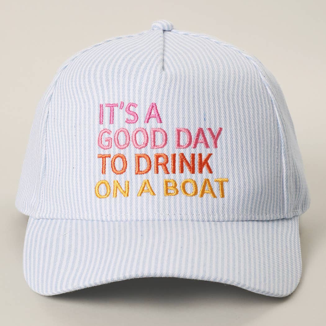 Fashion City - IT'S A GOOD DAY TO DRINK ON A BOAT Embroidered Trucker Hat