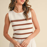 &MERCI - MIXED MEDIA STRIPED MIDI DRESS MDR3846