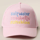 Fashion City - Saltwater Seashells Sunshine Embroidered Seersucker Hat