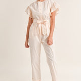 Big Ruffle Sleeve Elastic Wasitband Jumpsuit