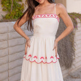 Strut & Bolt - Seashell Embroidery Scallop Layered Midi Dress