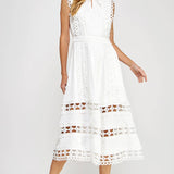 Strut & Bolt - Scallop Edge Crochet Trim Satin Midi Dress