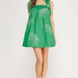 Strut & Bolt - Embroidered Tie Shoulder Sleeveless Mini Dress
