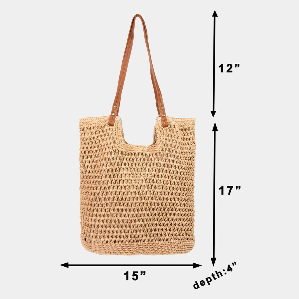 Collections by Fame Accessories - Straw Braided Rectangle Tote Bag