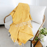Herringbone Knit Fringe Throw Blanket
