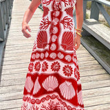 Rosa Clothing - Resort Style Sea Creature Print Slip Dress