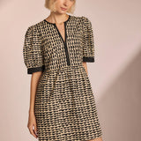 Strut & Bolt - Scallop Print Puff Sleeve Mini Dress