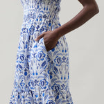 Sugarlips - Marisol Floral Giza Glare Smock Tiered Midi Dress