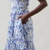 Sugarlips - Marisol Floral Giza Glare Smock Tiered Midi Dress