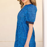 Strut & Bolt - Scallop Print Puff Sleeve Mini Dress