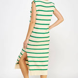 Strut & Bolt - Shoulder Pad Sleeveless Textured Striped Knit Dress