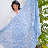 Dolma - Julie Daisy Cotton Block Print Scarf/Sarong Large Blue