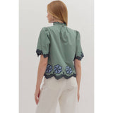 STYLE USA - Solid short flutter sleeve top