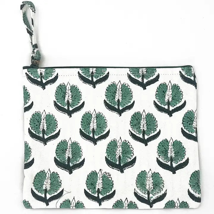 Anju Jewelry - Block-Printed Canvas Zipper Pouch