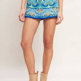FLYING TOMATO - A printed woven skort - IP8023-T IVORY BLUE