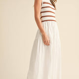 &MERCI - MIXED MEDIA STRIPED MIDI DRESS MDR3846