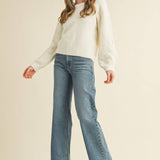 &MERCI - FLORAL KNIT PUFF SLEEVE SWEATER MSW10912