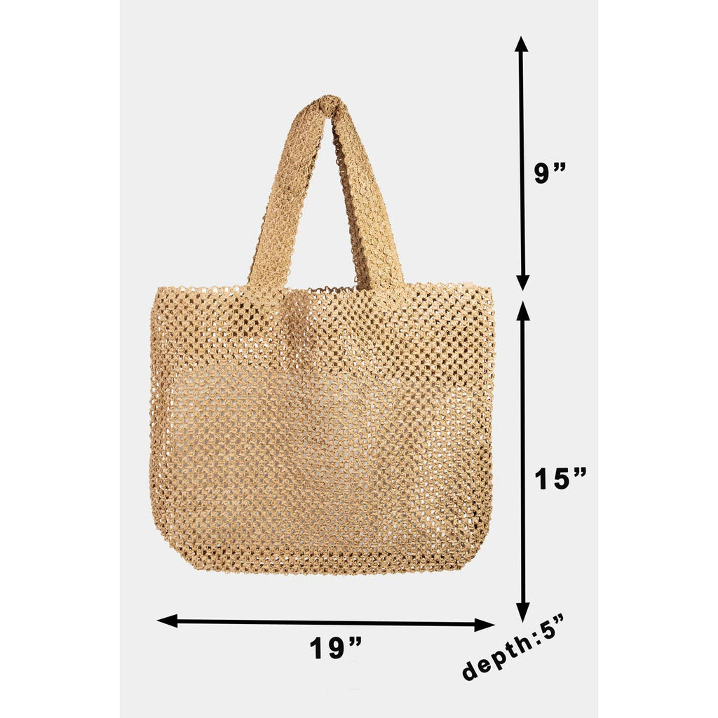 Collections by Fame Accessories - Straw Braid Square Tote Bag