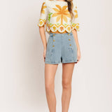 FLYING TOMATO - A printed woven crop top - IT14008B