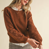 &MERCI - FLORAL KNIT PUFF SLEEVE SWEATER MSW10912