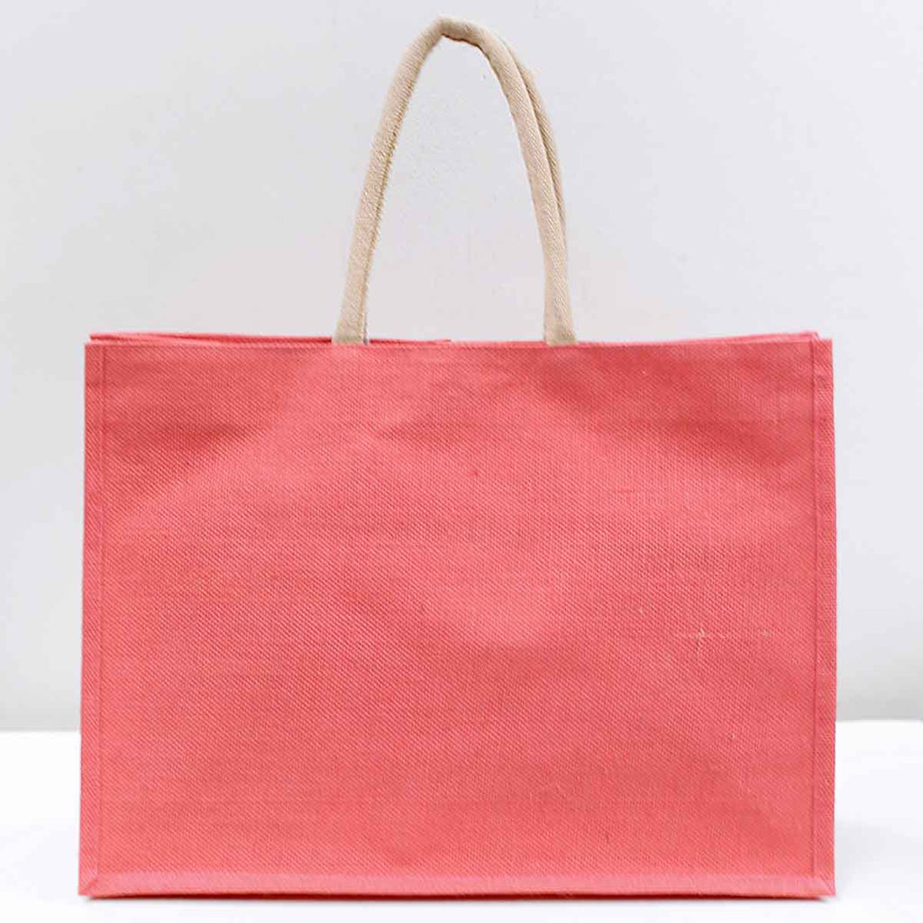 The Royal Standard - Jute Pocket Tote   Coral   19x14x7.5