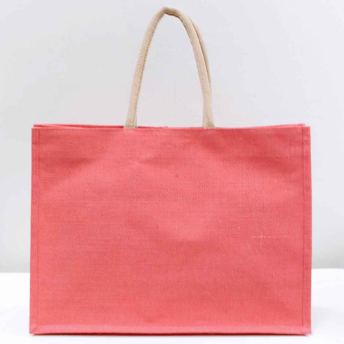 The Royal Standard - Jute Pocket Tote   Coral   19x14x7.5