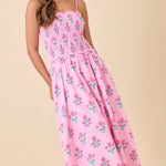 Midi Smocking Dress With Side Seam Pocket