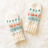 Panache Apparel Co. - Ivory, Lt. Blue, Mint & Orange Patterned Mittens