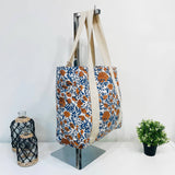 Anju Jewelry - Handcrafted Canvas Bag with Block-Printed Marigold Wonders