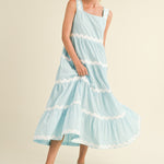 TIERED RIC RAC TRIM MIDI DRESS