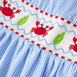 Rylee Faith Designs - Crab Embroidered  Smocked Girl Dress