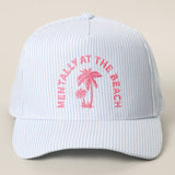 Fashion City - MENTALLY AT THE BEACH Embroidered Seersucker Trucker Hat