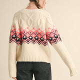 &MERCI - CABLE KNIT FAIR ISLE SWEATER MSW10679