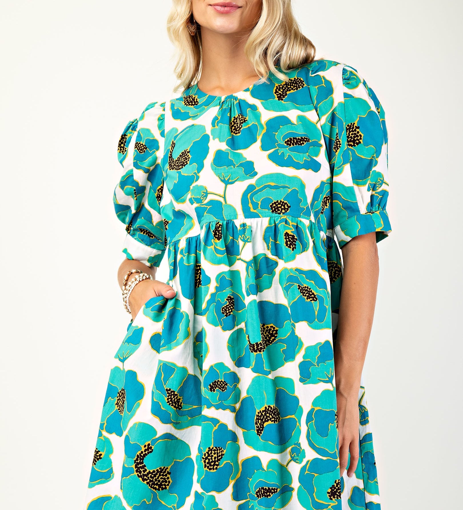 Printed Round Neck Floral Dress
