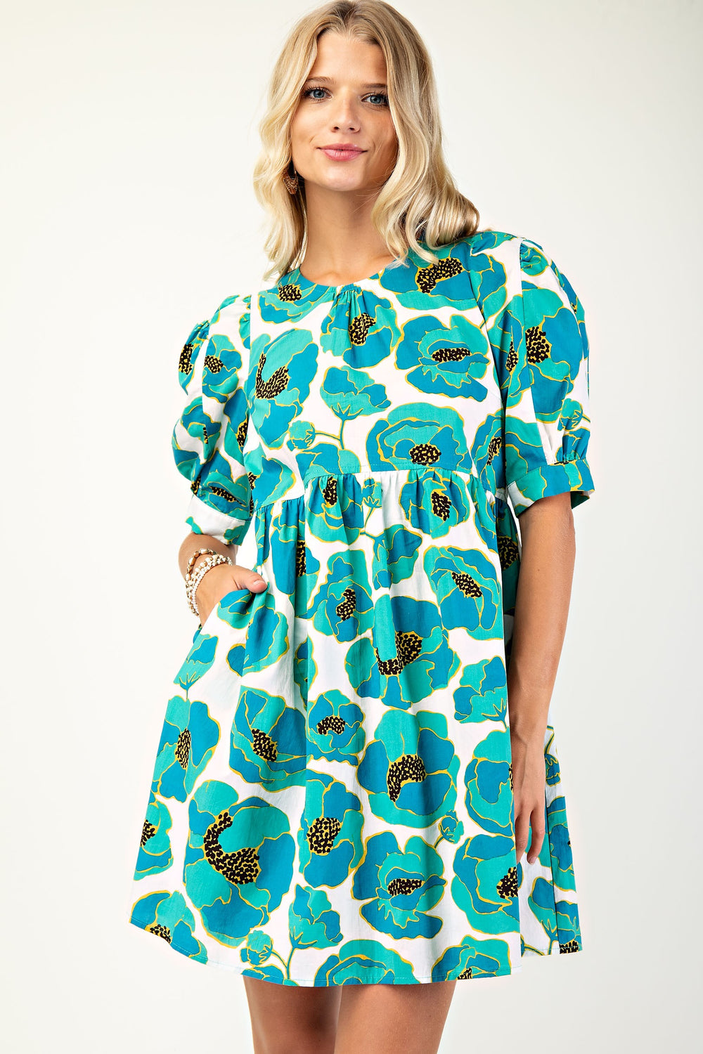 Printed Round Neck Floral Dress