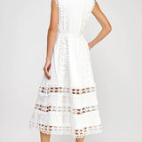 Strut & Bolt - Scallop Edge Crochet Trim Satin Midi Dress
