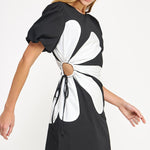 Side cut out flower mini dress