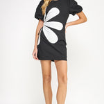 Side cut out flower mini dress