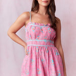 Floral Prints Pleated & Binding Detail Maxi Dress