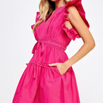 Flutter Sleeve Poplin Mini Dress