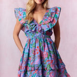 Floral Print Cotton Poplin Ruffled Mini Dress