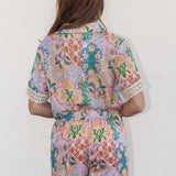Strut & Bolt - Garden Party Crochet Contrast Trim Satin Shirt
