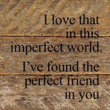 Second Nature by Hand - I love that in this imperfect world, I've found the perfect friend in you. / 6"x6" Reclaimed Wood Sign
